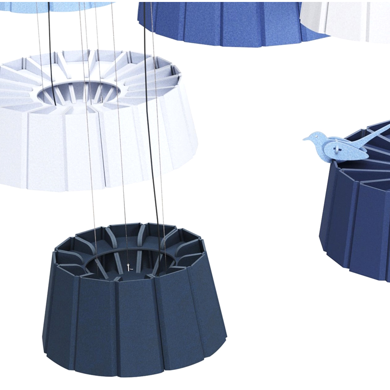 Sciathán Painéil Fuaimiúil Dearadh Nua-Aimseartha Cruth Stiall Bord Snáithín poileistir atá Neamhdhíobhálach don Chomhshaol le haghaidh Úsáid Giomnáisiam