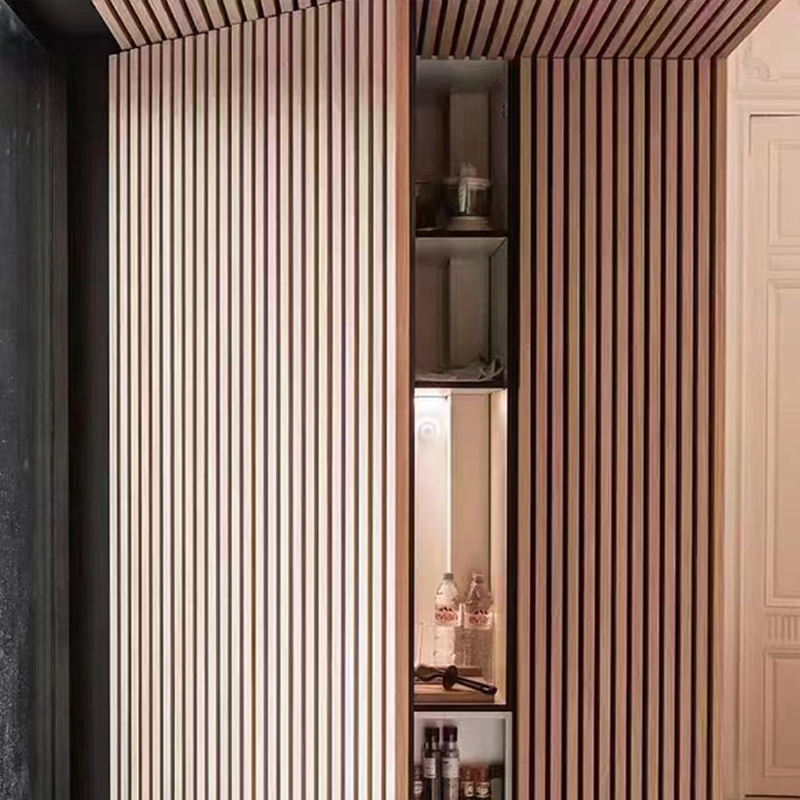 Painéal Balla Slat Adhmaid Spesonic le haghaidh Torann Taobh istigh ag Cealú Painéil Balla Maisiúil Fuaime 3D Ionsúite Fuaime Akupanel